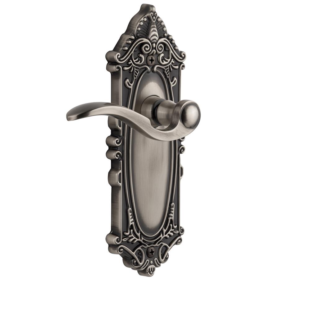 Grandeur by Nostalgic Warehouse GVCBEL Privacy Knob - Grande Victorian Plate with Bellagio Lever in Antique Pewter